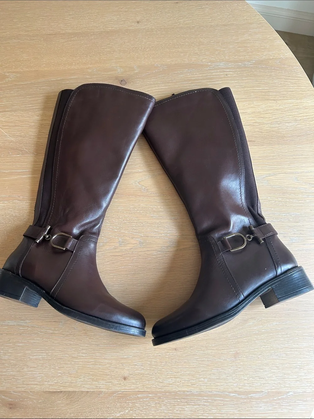 Vintage Foundry Hortense gant Brown Leather Riding Boots, size 7.5, NWOT Display